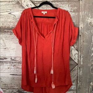 Orange loose fit Linen top